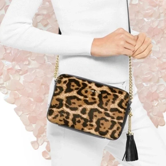 Michael Michael Kors Ginny Leopard Print Medium Calf Hair Bag - Picture 2 of 16